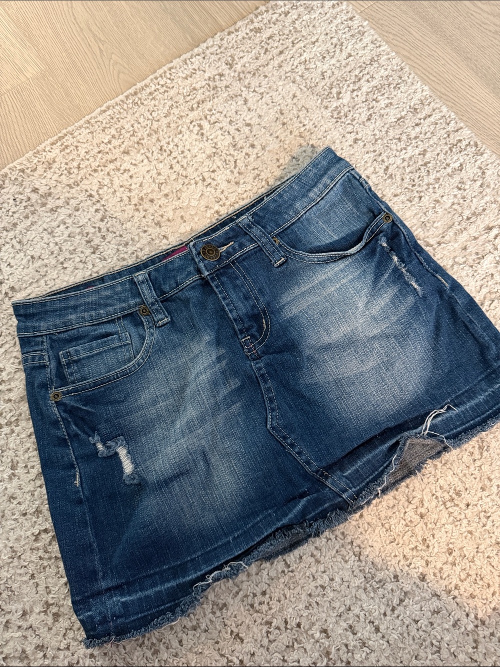 Vigoss Vintage Distressed Blue Denim Mini Skirt